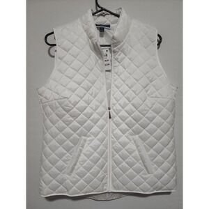 Karen Scott Sport Vest Medium Quilted Puffer Vest Zip Up WINTER WHITE